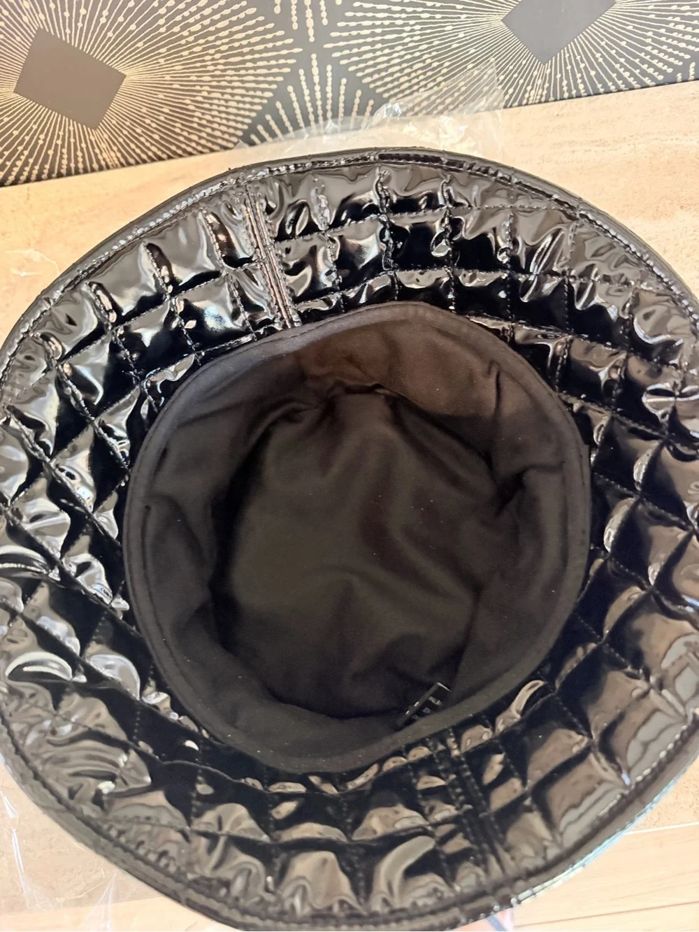 MZ Wallace Black Lacquer Bucket Hat NWT
